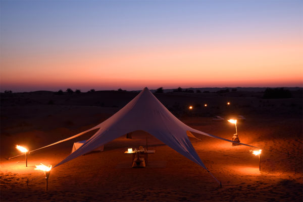 Private dune dinner in the desert in Dubai